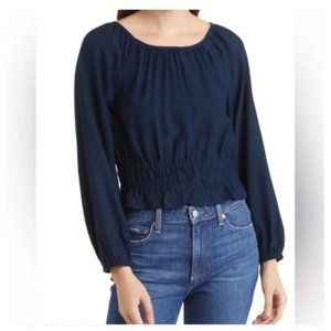 NWOT Madewell Navy Tie Back Cutout Twill Top: SMALL